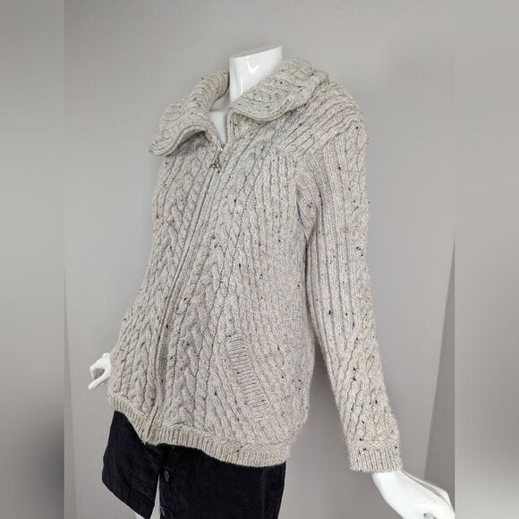 Aran Mur Irish Knit Merino Wool Zippered Cardigan. - Picture 3 of 11